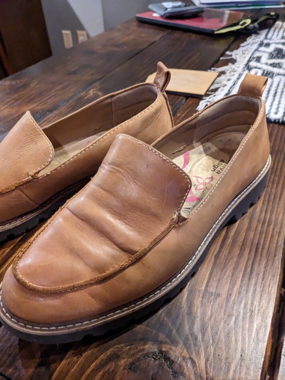 Camel Brown Slip-On Loafers